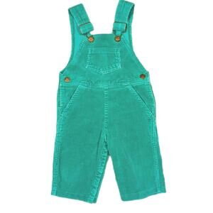 VINTAGE LITTLE ONES GREEN CORDUROY OVERALLS.